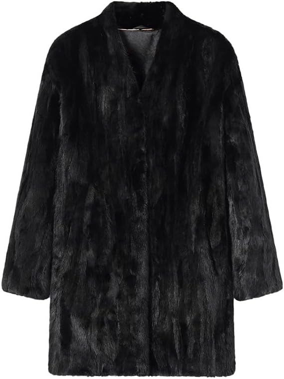 Special Mouton Lamb Fur Coat With Mink Trim Brown at Amazon